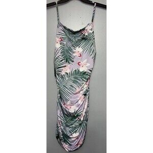 Revamped Lilac Purple Palm Leaf Low Back Mini Dress Size Large.